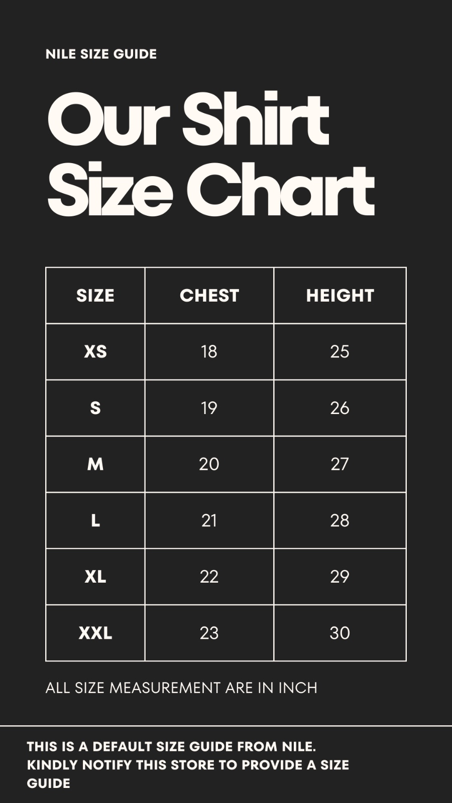 Size chart